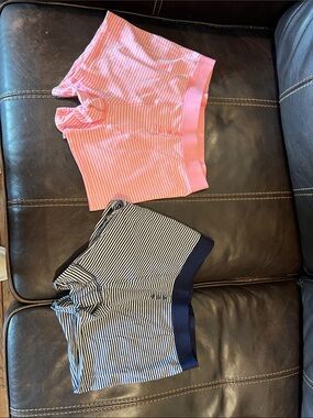 Pair aerie Pink & Navy Striped Knit Short Set